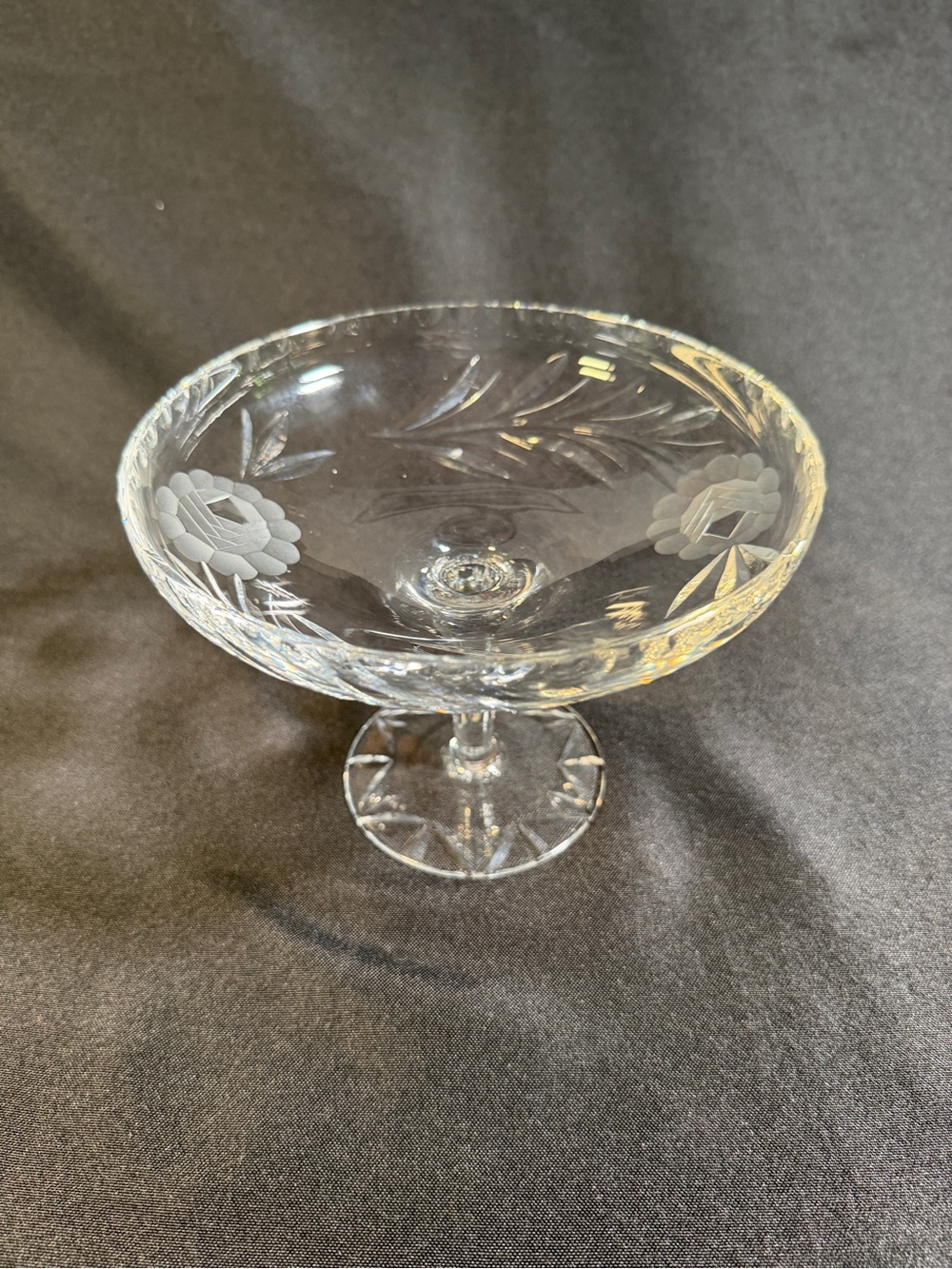 Pairpoint Viscaria Cut Glass Compote, American Brilliant Period Candy Dish